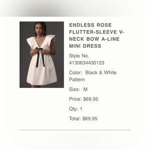 Endless Rose Flutter-Sleeve Black & White Mini Dress